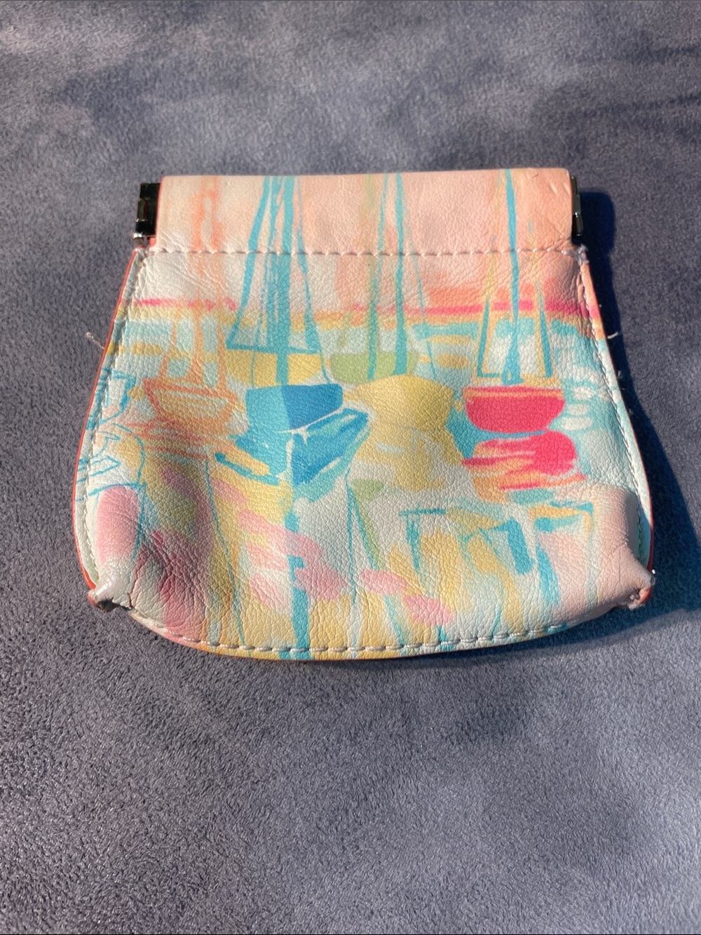 Anthropologie Pastel Sailboat Print Key & Card Holder